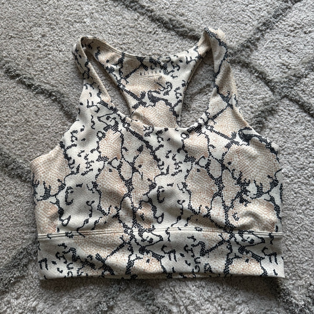 All Fenix White Python Racer back Bra Crop Gym crop Top cream tan black large